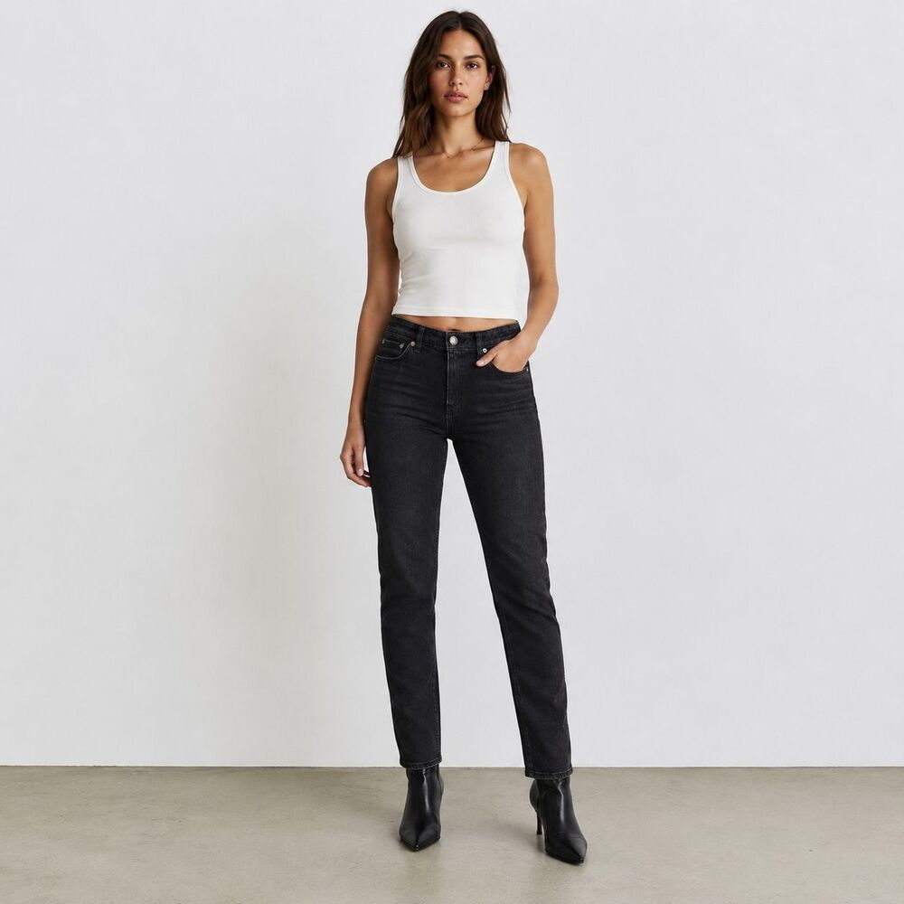 RAG & BONE Women's Jeans 31 Dre Low Rise Slim Boyfriend Black Cornelia WDD24F267